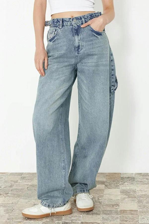 WOVCOR High Waist Carpenter Loose Baggy Jeans