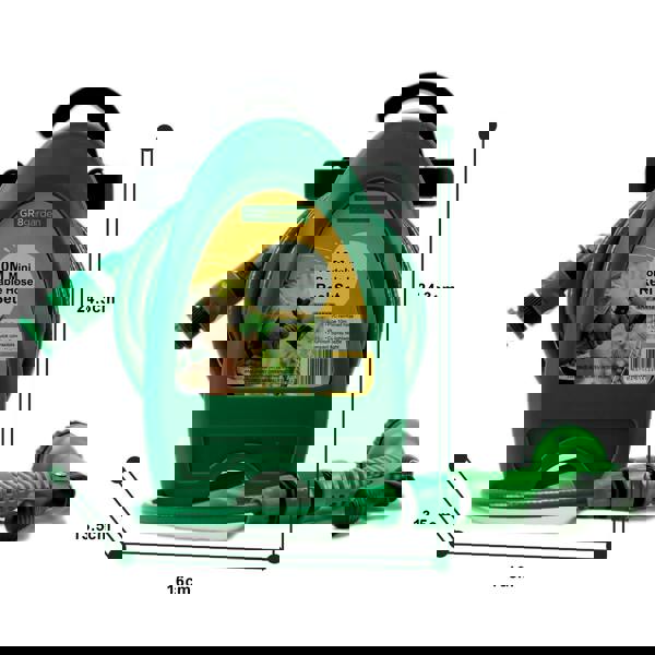 Gr8 Garden Garden Hose Reel Watering Gun Compact Portable Hose Pipe Cart Sprayer 10M 32 FT