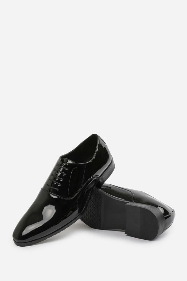 Where's That From Nick Oxford Lace Up Work Dress Shoes in Black Patent