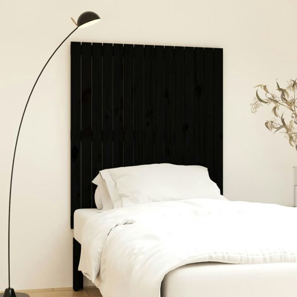 Berkfield Wall Headboard Black 95.5x3x110 cm Solid Wood Pine