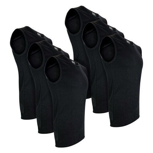 THMO Mens 6 Pack Sleeveless Thermal Vests Winter Base Layer Underwear - Black
