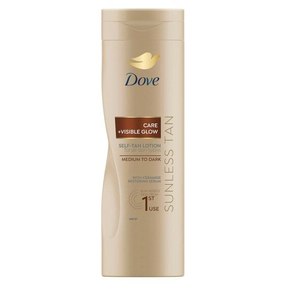 Dove Visible Glow Self-Tan Lotion Nourishing Care For Medium to Dark Skin, 400ml