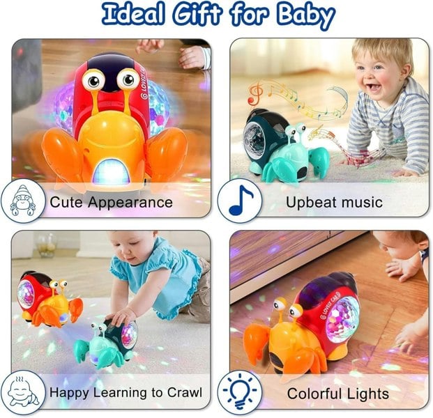 Dragodirect Interactive Musical Light-Up Crawling Crab Toy Automatic Hermit Crab