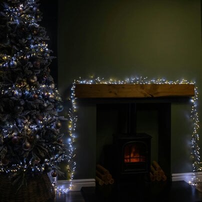 Samuel Alexander 12.4m 960 LED ClusterBrights Christmas Lights with Timer in Warm & Cool White Clear Cable