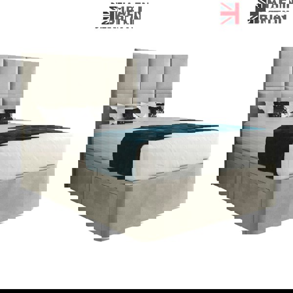 Casa Magna Caprio Upholserted Floorstanding Headboard With Divan Bed Frame - Cream