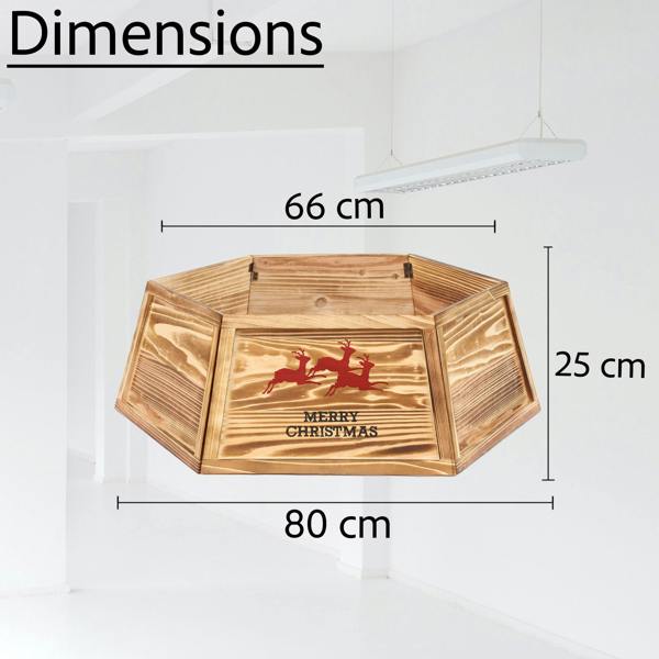 31.5 inch Hexagon Wooden Christmas Tree Collar with Burnt Finish for Festive Tree Stands image 4