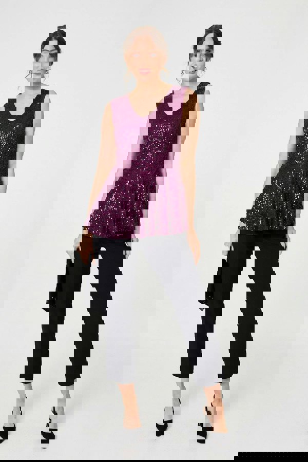 Izabel London Sparkly Sequin Sleeveless Peplum Top