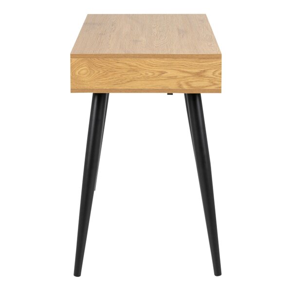 Wyld Haus Dresden Natural Oak Effect Wood Office Desk 3 Drawers Black Legs