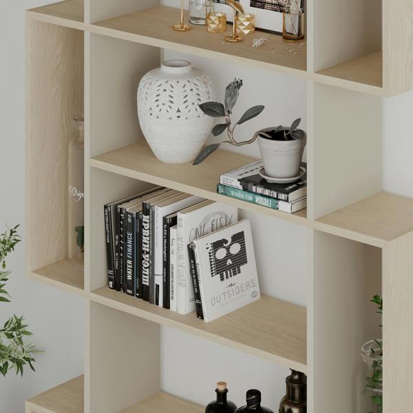 Decortie Mito Modern Freestanding & Wall Mounted Bookcase Sonoma 5-Tier Display Unit Tall for Home & Office 161cm