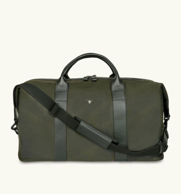 Apatchy London Waxed Canvas & Leather Trim Holdall Weekend Bag