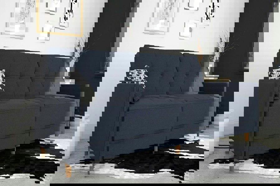 Dorel Home Andora sprung sofa bed in fabric navy blue