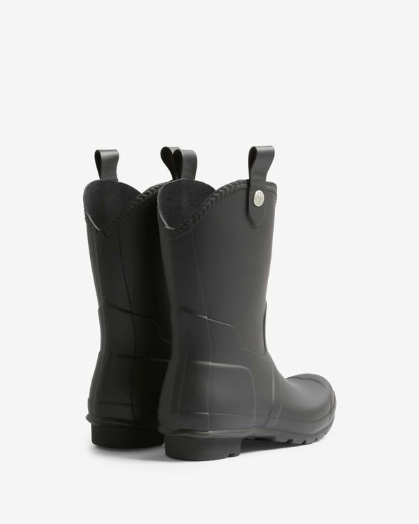 Hunter Womens Original Cowboy Boot Wellies - Black | CHO | Designer Womens Short Wellies