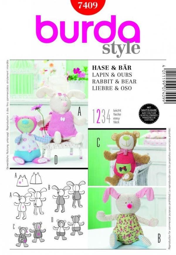 Burda Sewing Pattern 7409 Toys - Easy