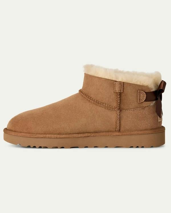 UGG Womens Ultra Mini Bailey Bow Boots - Chestnut | CHO | Designer Womens Short Boots