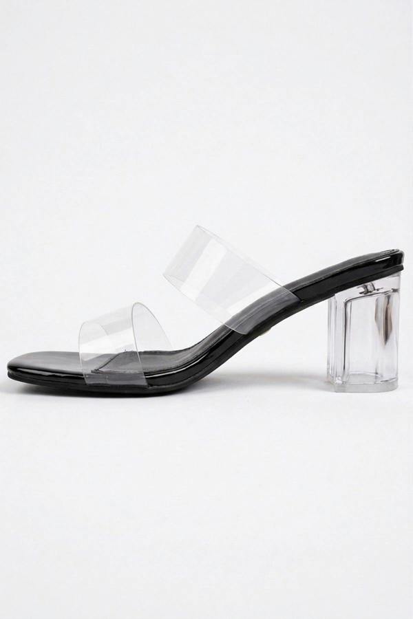 ikrush Genevieve Clear Strap Low Block Heel Mules