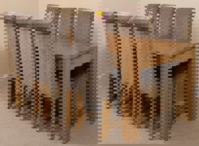 That's Furniture Kuba Large Oak Dining Table with Washington Fabric Chairs