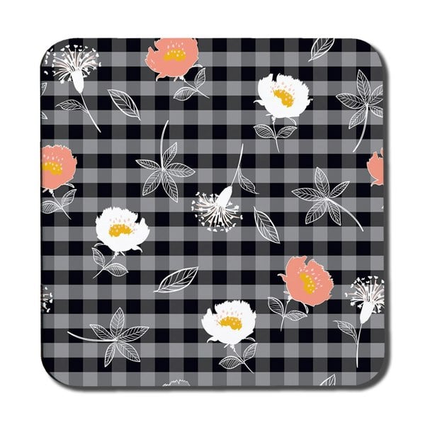 Benjamin Tate Design blooming hand drawn orange and white flowers (Coaster)