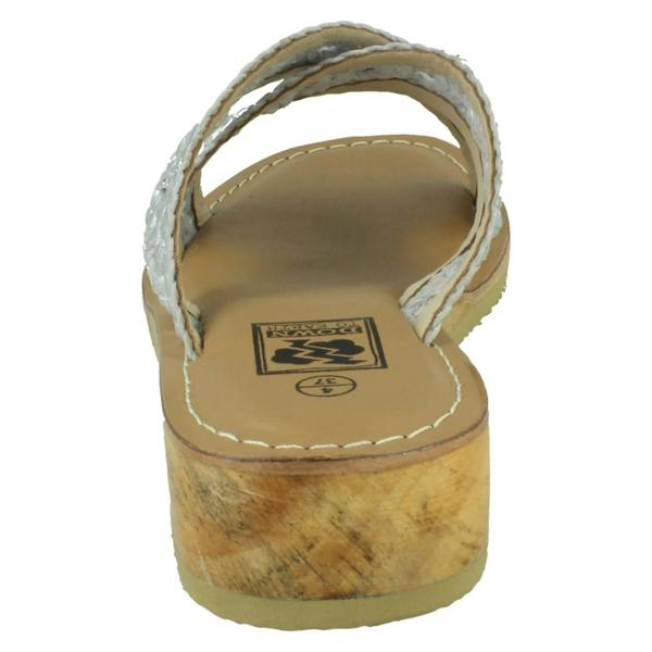 Down to Earth Ladies Down To Earth Low Wedge Leather X Strap Mule Sandal F00430