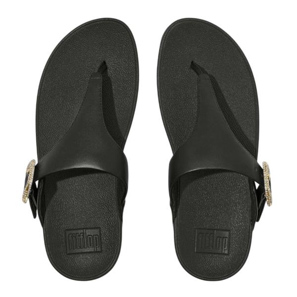 Fit Flop Womens/Ladies Lulu Rhinestone Buckle Leather Sandals - Black - 