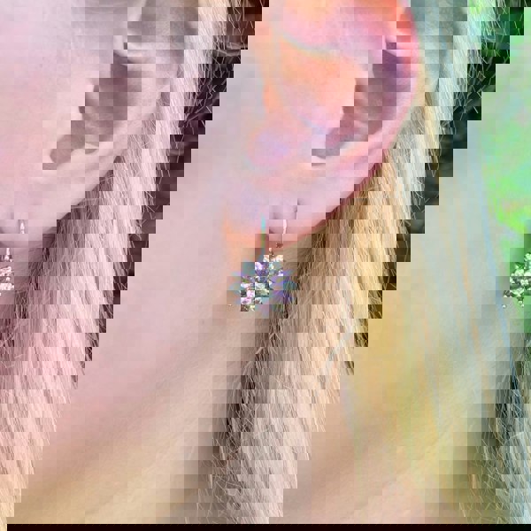 Diamante earrings floral earrings purple wedding sliver