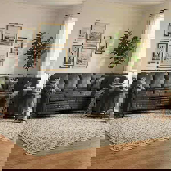 Furnishings For Less Oakland Long 5 Seater Leather Corner Sofa Chesterfield Style