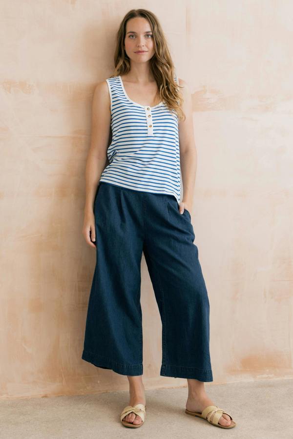Lily & Me Haze Buttoned Cobalt Stripe Vest