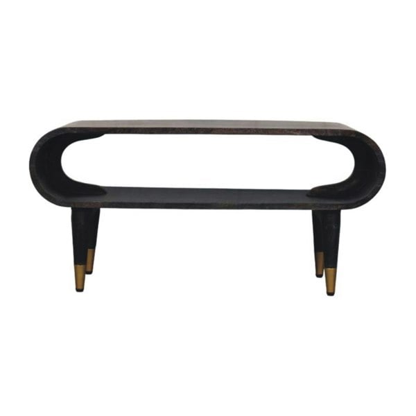 Artisan Furniture Solid Wood Curved Edge Media with Brass Accents