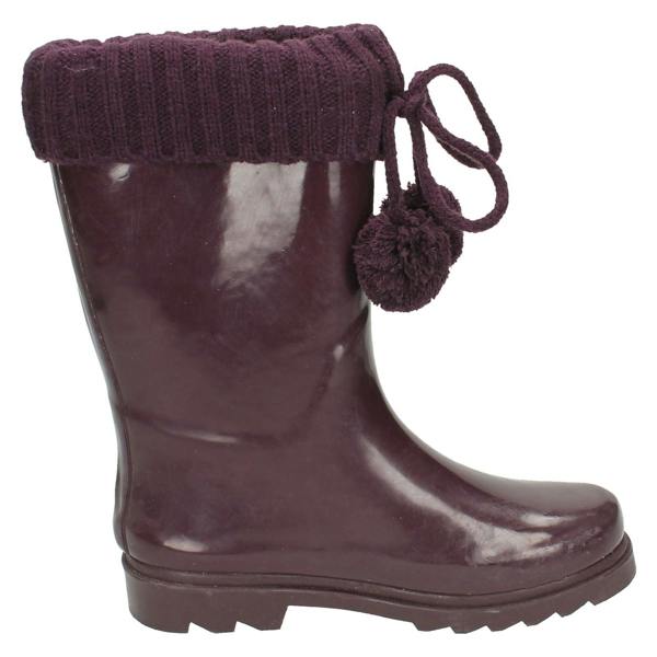Spot On Girls Spot On Knitted Collar Wellington Boots