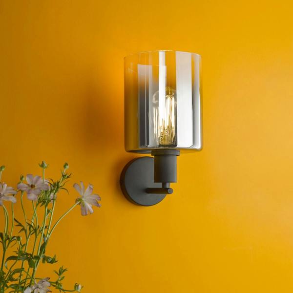 Pagazzi Lighting Marcel Matte Black & Smoked Glass Wall Light