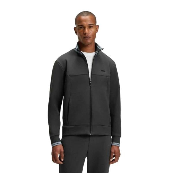 Boss Mens Embroidered Logo Regular Long-Sleeved Track Jacket - Dark Grey - 