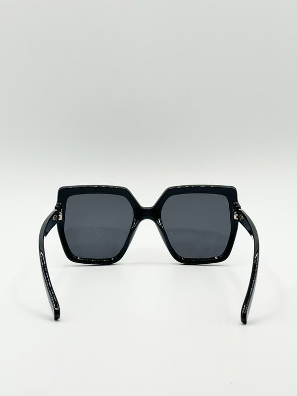 SVNX Oversize Cateye Sunglasses with Diamante Detail in Black