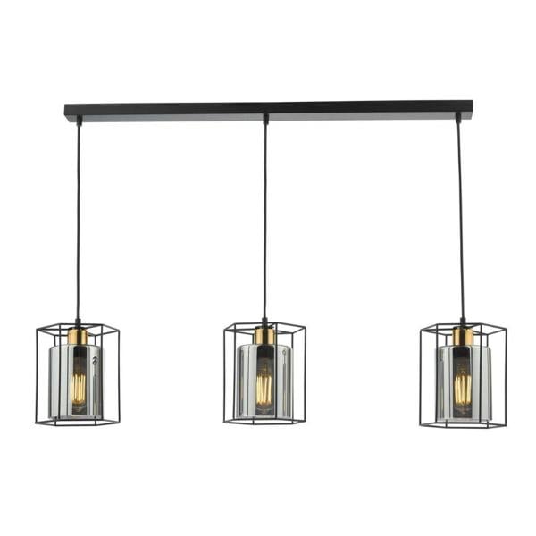 Pagazzi Lighting Sabrina 3 Light Black and Smoked Glass Ceiling Pendant Bar