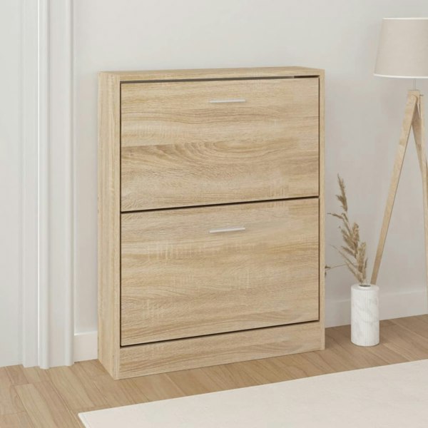 Berkfield Shoe Cabinet Oak 59x17x81 cm Engineered Wood