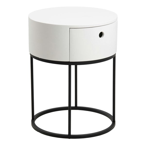 Furniture To Go Polo Round Bedside Table in White and Black