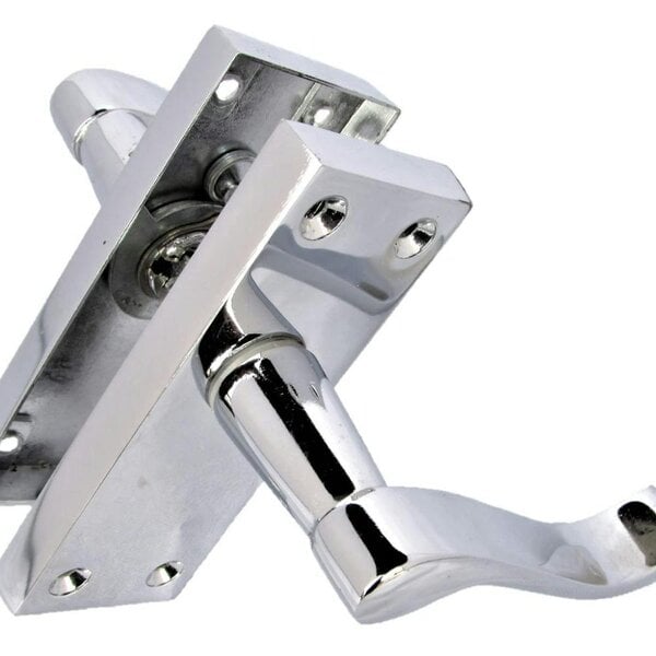 EDH Door Hardware Victorian Scroll Chrome Door Handles - Set of 4 Stylish Chrome Door Handles