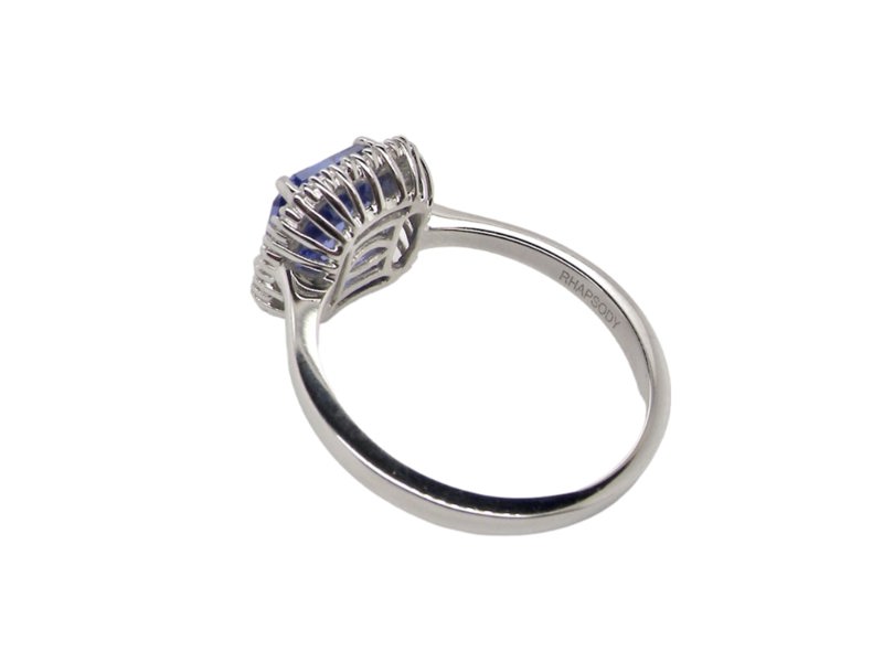 rear view Tanzanite and Diamond ring