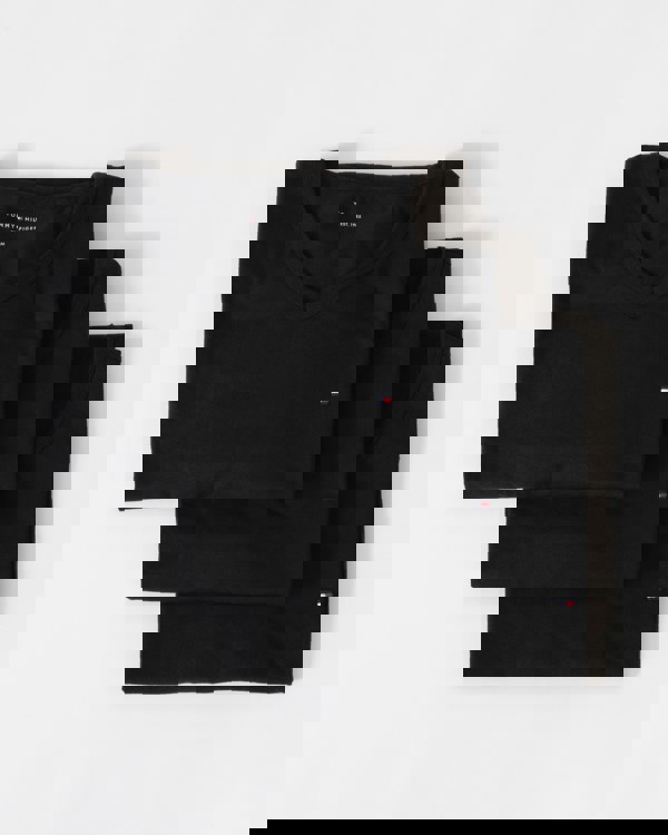 Tommy Hilfiger 3 Pack Mens V-Neck T-Shirts - Black/Black/Black