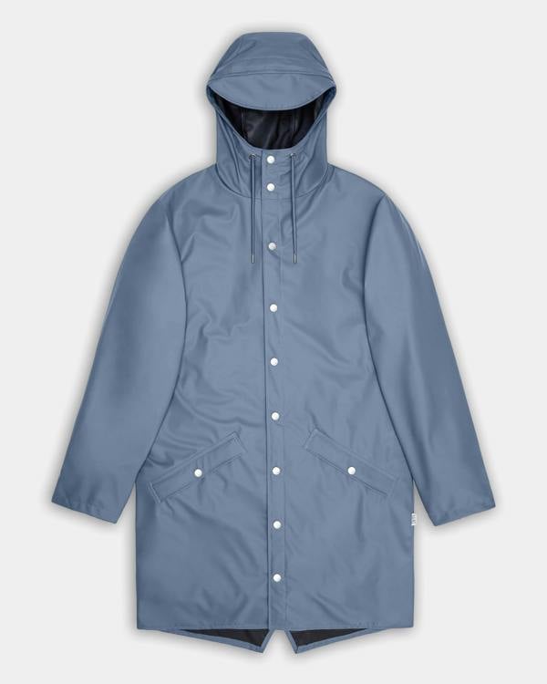 Rains Long Unisex Jacket - 172 Blue Dusk | CHO | Designer Unisex Rain Coats