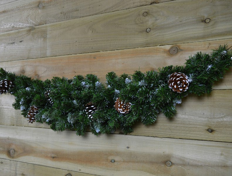 Samuel Alexander 90cm Snow King Fir Christmas Swag Garland with Pine Cones & Snow Tips