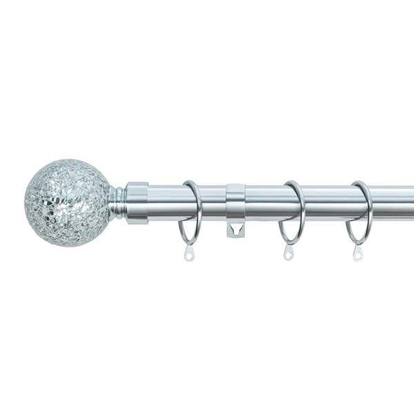 A.Unique Home Crackle Ball Extendable Curtain Pole (25/28mm) (Nickel,180cm-340cm)