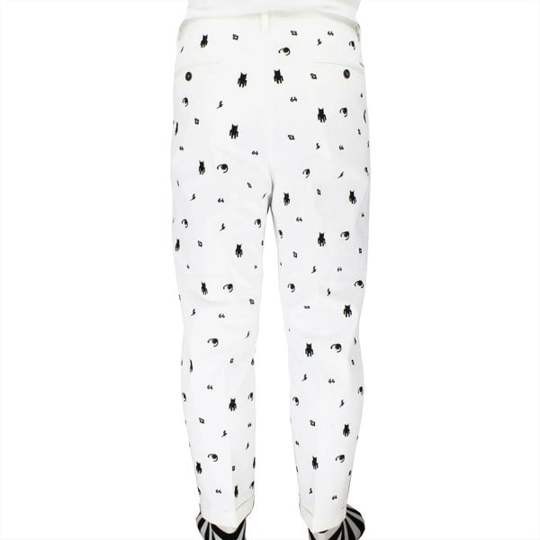 DSquared2 white tapered leg trousers with black alien embroidery