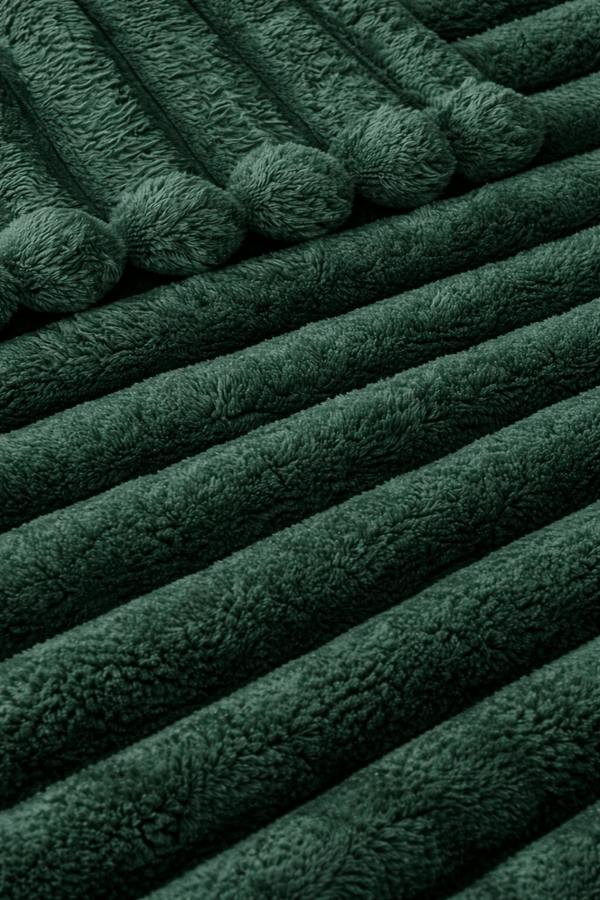 Dyzi Ribbed Jacquard Fleece Bed Blanket Throw 150x200cm Green