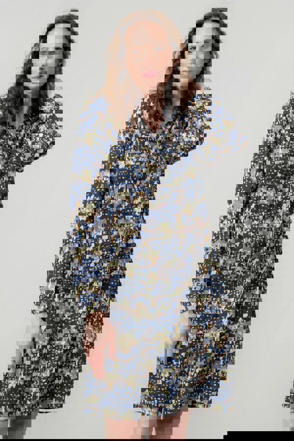 Lily & Me Emma Geometric Print Shift Dress Navy