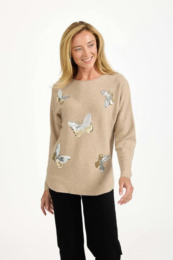 Butterfly Diamanté Embellished Batwing Jumper