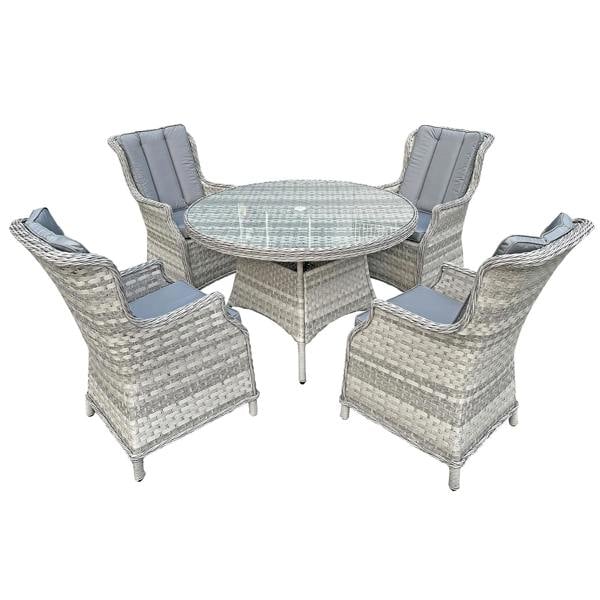 knightsbridge xl rattan 4 seat dining set in dove grey