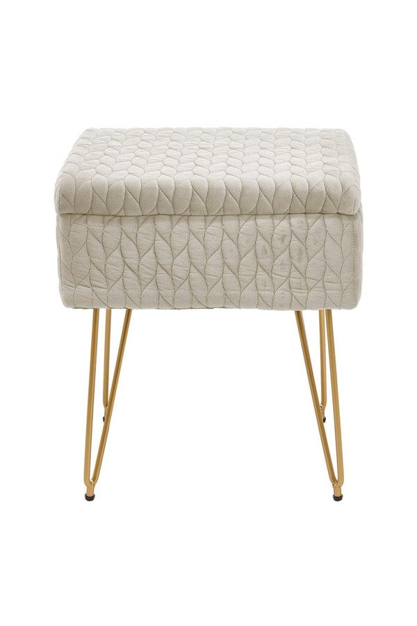 Living and Home Rectangle Upholstered Storage Ottoman Vanity Stool
