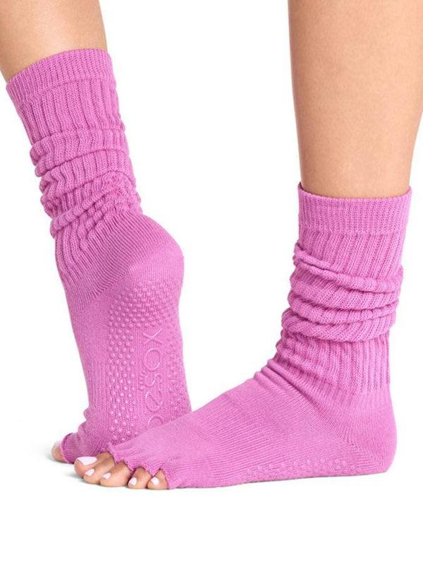 ToeSox Slouch Half Toe Grip Socks - Azalea