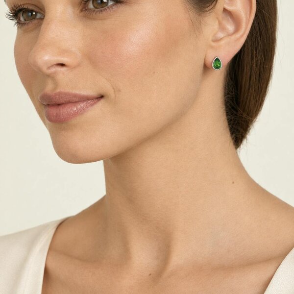 Cachet London Ran Silver Fern Green Earrings
