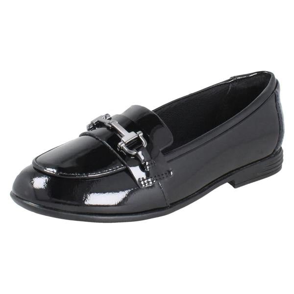 Clarks Girls Clarks Piped Edge Slip On Loafer School Shoes Finja Loafer