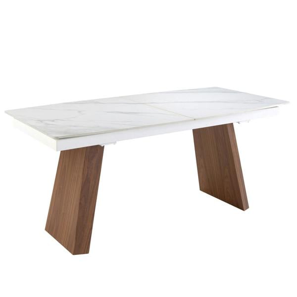 Angel Cerdá Oval Barrel porcelain marble and walnut extending dining table 1134